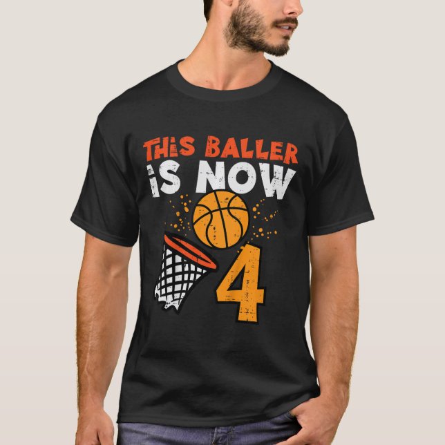 Kids This Ller Is Now 4 Sketll 4th Birthday Bday B T-Shirt (Front)