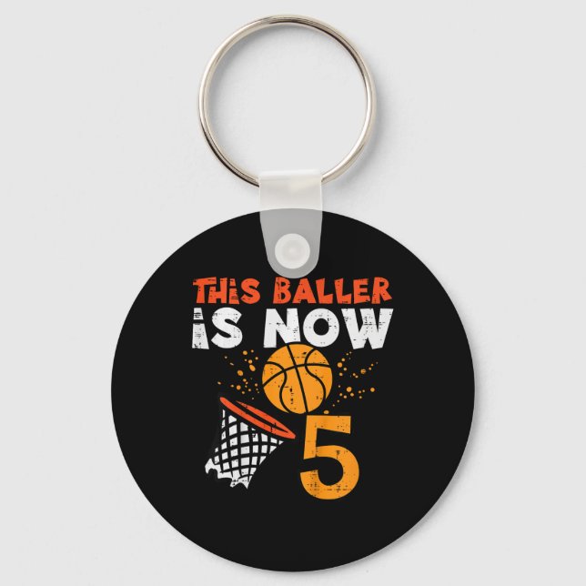 Kids This Ller Is Now 5 Sketll 5th Birthday Bday B Keychain (Front)