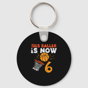 Kids This Ller Is Now 6 Sketll 6th Birthday Bday B Keychain