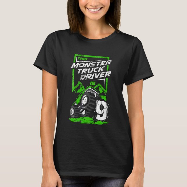 Kids This Monster Truck Driver 9 year Old Monster  T-Shirt (Front)