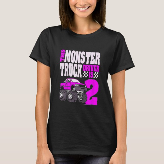 Kids This Monster Truck Driver Is 2 Birthday Top F (Front)