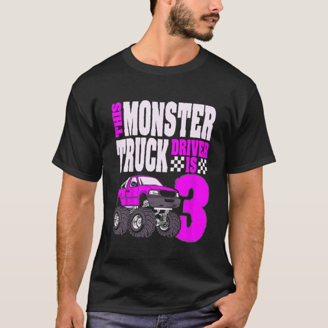 Kids This Monster Truck Driver Is 3 Birthday top F (Front)