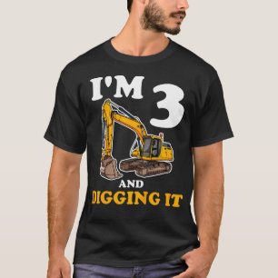 Kids Three 3Yr 3Rd Birthday Construction Boy 3 Yea T-Shirt