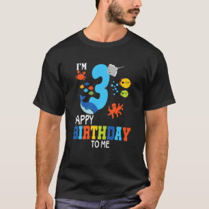 Kids Three 3yr 3th Birthday Happy Birthday Boys Gi T-Shirt