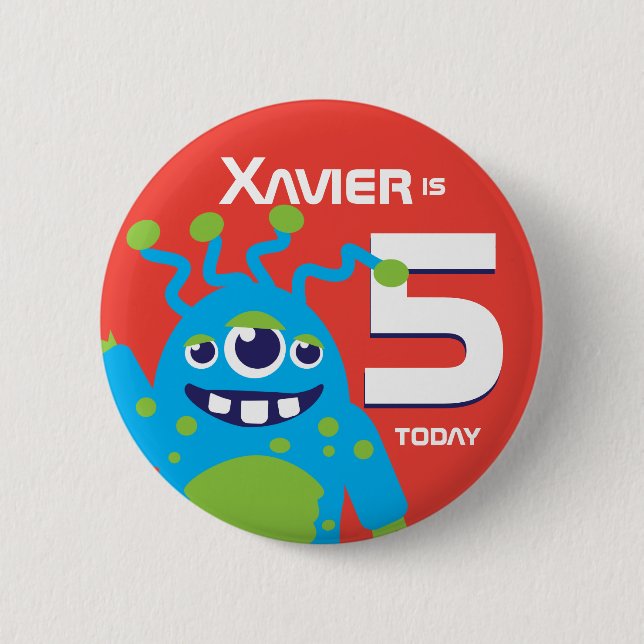 Kids three eyed alien name age button (Front)