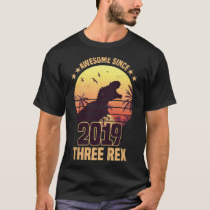 Kids Three Rex 3rd Birthday Dinosaur 3 year old T-Shirt