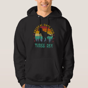 Kids Three Rex 3rd Birthday  Third Dinosaur 3 Year Hoodie