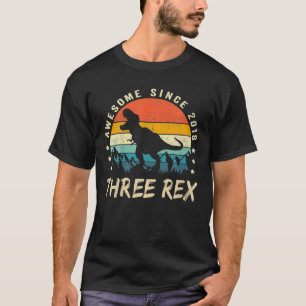 Kids Three Rex 3Rd Birthday Third Dinosaur 3 Year T-Shirt
