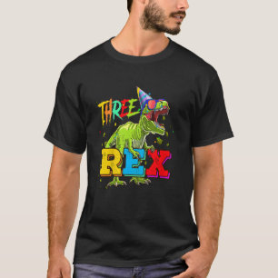 Kids Three Rex 3rd Birthday Third Dinosaur 3 Year  T-Shirt