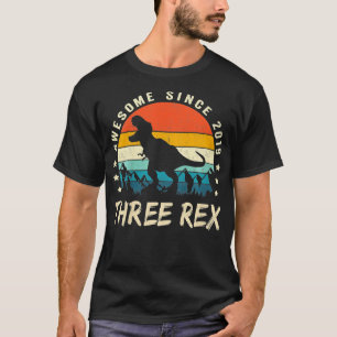 Kids Three Rex 3rd Birthday  Third Dinosaur 3 Year T-Shirt