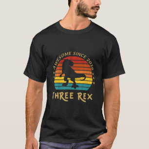Kids Three Rex 3Rd Birthday Third Dinosaur Awesome T-Shirt