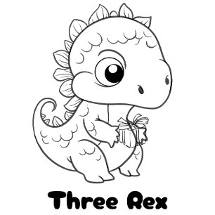 Kids Three Rex Birthday Party Outfit Dinosaur Toddler T-shirt