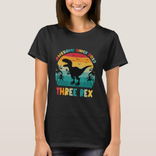 Kids Three Rex Funny Dinosaur 9 Year Old Awesome s T-Shirt
