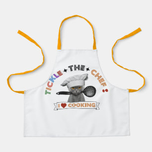 Kids "Tickle the Chef" Funny Cat, Orange Apron