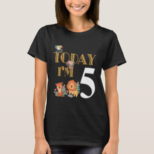 Kids Today Im 5 Children Kids Birthday Animals Zoo T-Shirt