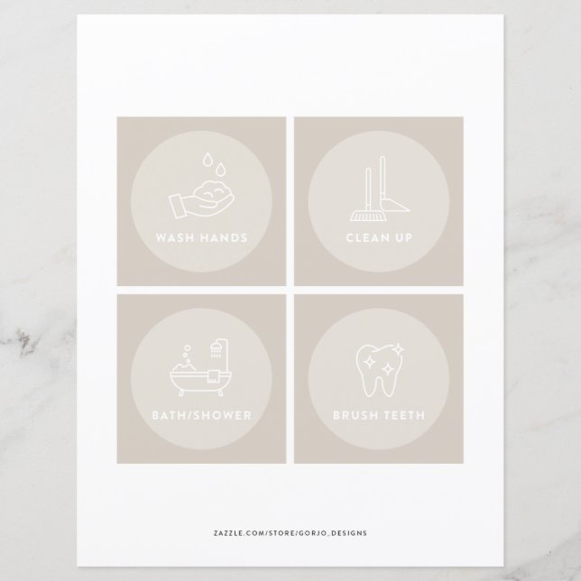 Kids Toddler Daily Routine Cards Visual Schedule 4 (Front)