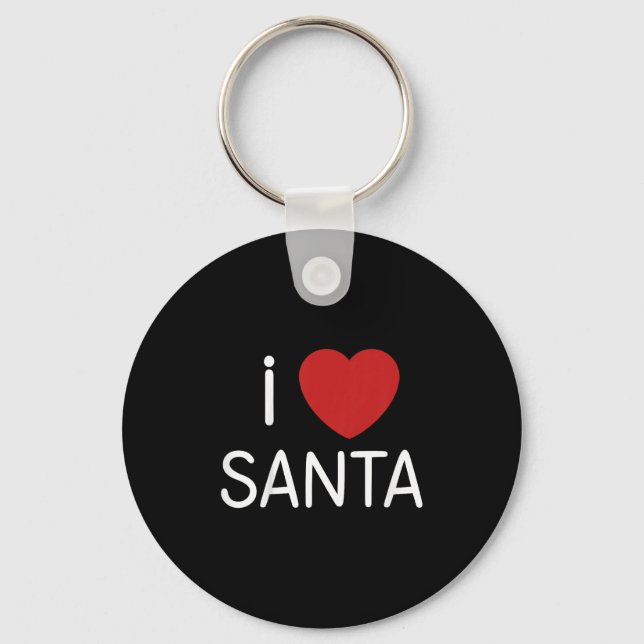 Kids Toddler I Love Santa Claus Boys Girls Christm Keychain (Front)