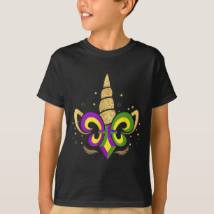 Kids Toddlers Mardi Gras Unicorn Party Costume T-Shirt