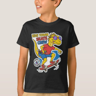 Kids Town Skate Crew Dinosaur Skateboard Cartoon T-Shirt