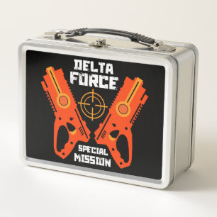 Kids Toy Gun Battle Christmas Metal Lunch Box