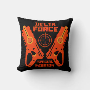 Kids Toy Gun Battle Christmas Throw Pillow