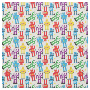 Kids Toy Robots and Aliens on White Fabric