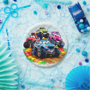 Kids' Track Monster Truck Birthday Paper Plate