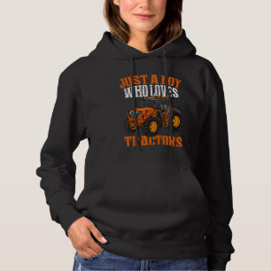 Kids Tractor  Farm Lifestyle Just A Boy Who Loves  Hoodie