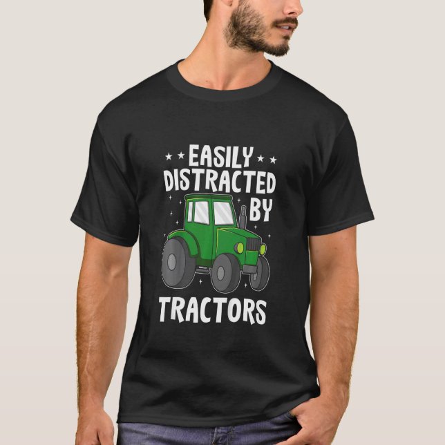 Kids Tractor Kids Future Farmer Easily Distracted  T-Shirt (Front)