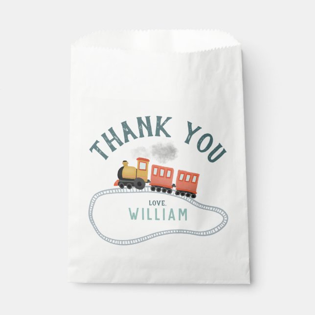 Kids Train Boys Birthday Thank You Favour Favour Bag (Front)