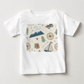 Kids Travel Map Icons Pattern Baby T-Shirt