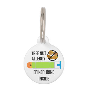 Kids Tree Nut Allergy Epinephrine Emergency Pet Tag