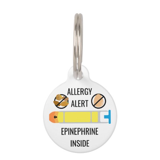 Kids Tree Nut Egg Allergy Alert Epinephrine Inside Pet ID Tag