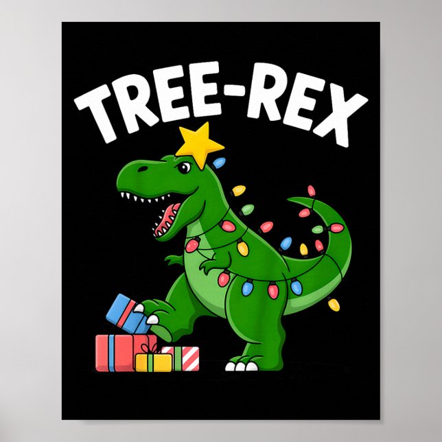Kids Tree-rex Christmas Dinosaur T-rex Shirt Toddl Poster (Front)