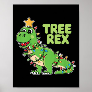 Kids Tree Rex Kids Christmas Dinosaur Pun Poster