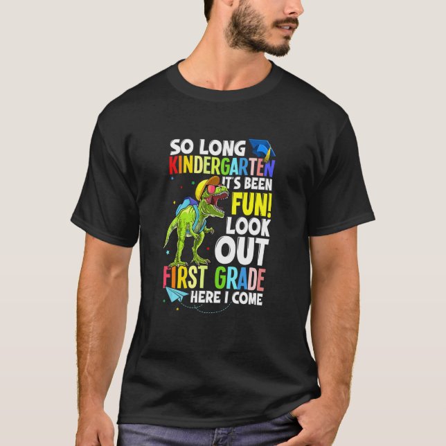 Kids Trex Dinosaur So Long Kindergarten Here I Com T-Shirt (Front)