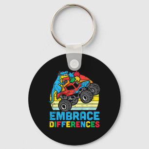 Kids Trex Monster Truck Embrace Differences Autism Keychain