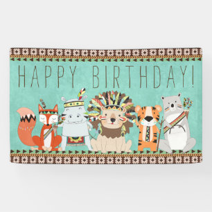 Kids Tribal Birthday Party Banner