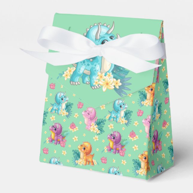 Kids Triceratops Party  Favor Box (Front Side)