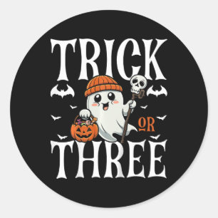 Kids Trick Or Three Halloween Spooky Pumpkin 3rd B Classic Round Sticker