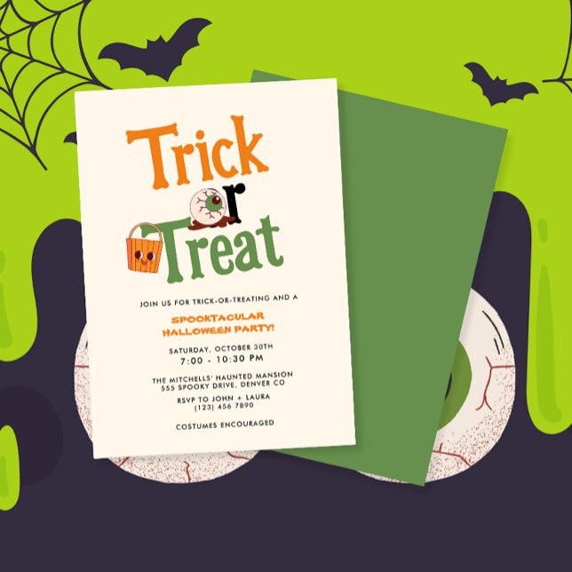 Kids Trick Or Treat Halloween Party Invitation (Creator Uploaded)
