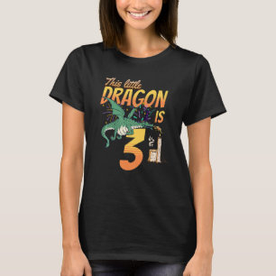 Kids Turning 3 Years Old Birthday Kids Boy Dragon T-Shirt