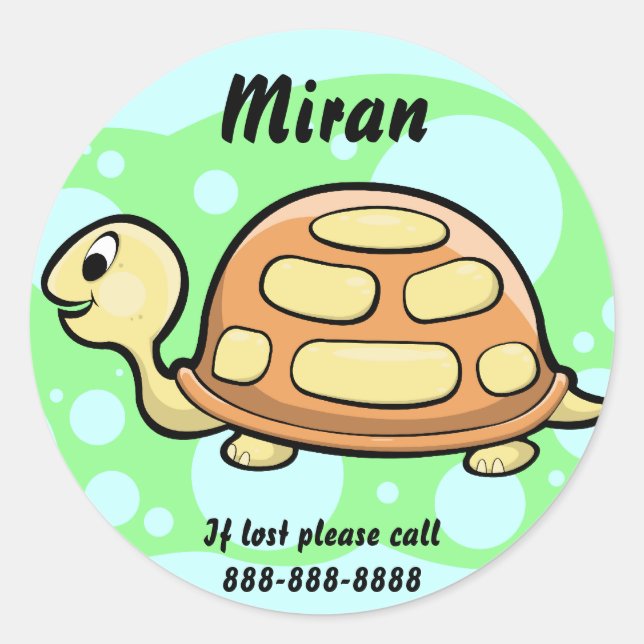 Kids Turtle ID Badge Classic Round Sticker (Front)