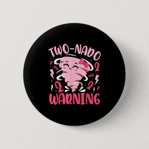 Kids Two-nado Warning 2nd Birthday Nk Tornado Birt 2 Inch Round Button