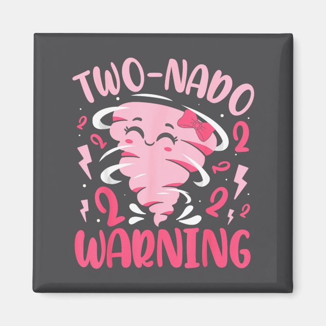 Kids Two-nado Warning 2nd Birthday Nk Tornado Birt Magnet (Front)