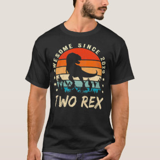 Kids Two Re 2nd Birthday Gift Second Dinosaur 2 Ye T-Shirt