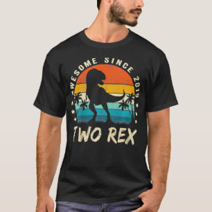 Kids Two Re 2nd Birthday Second Dinosaur 2 Year O T-Shirt