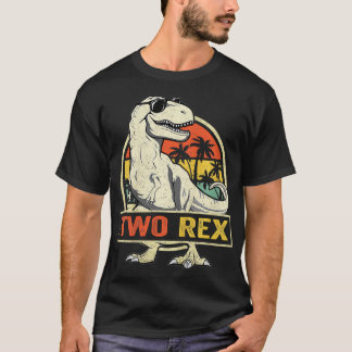 Kids Two Rex 2nd Birthday Gift Second Dinosaur 2 Y T-Shirt