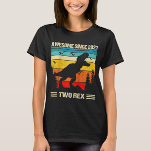Kids Two Rex 2nd Birthday Second Dinosaur 2 Year O T-Shirt