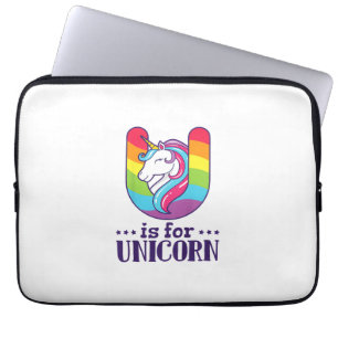 Kids U Is For Unicorn Alphabet T-Shirt Laptop Sleeve